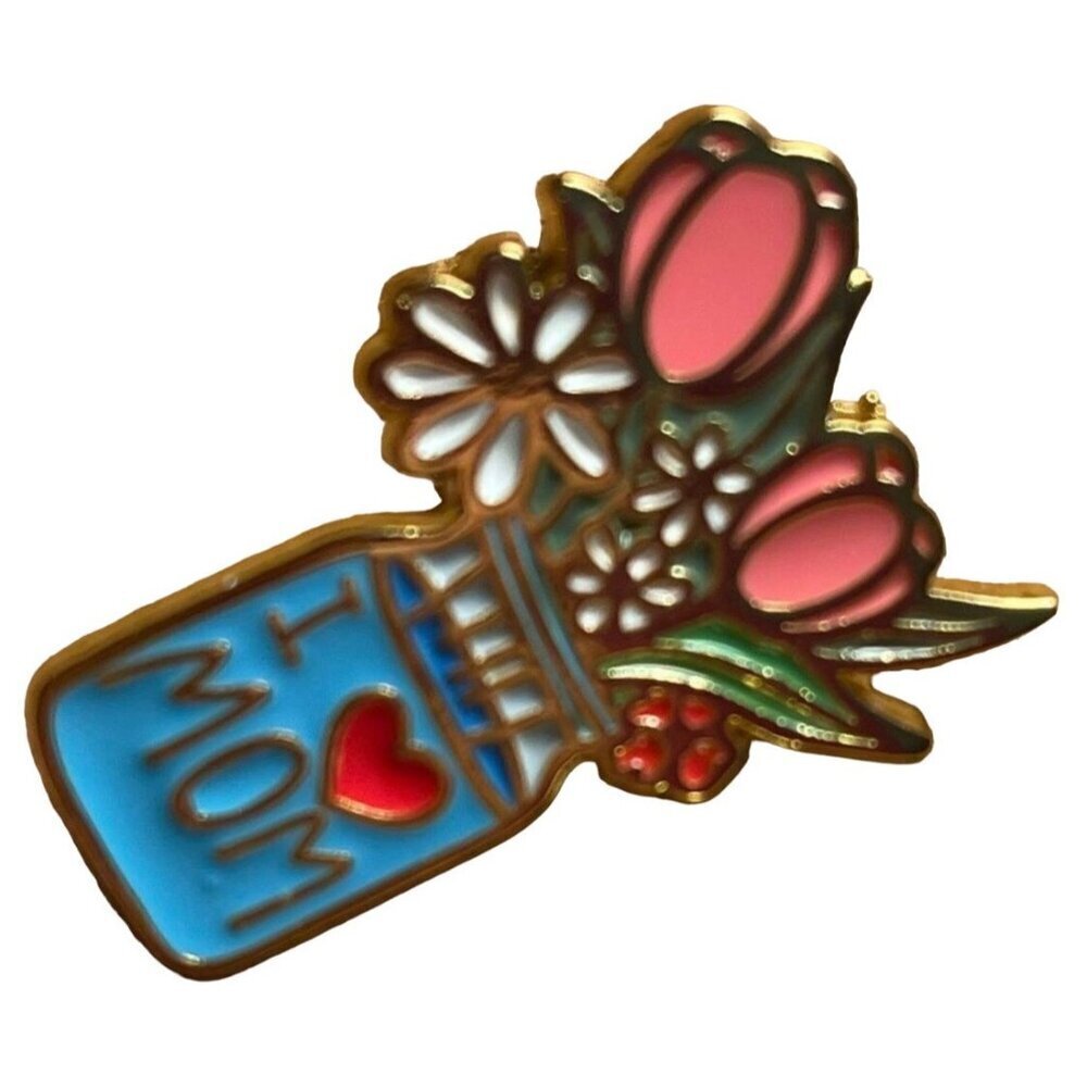 Mom Flower Lapel Pin Halder Love Mason Jar Floral Bloom Brooch Pin Jewelry Badge